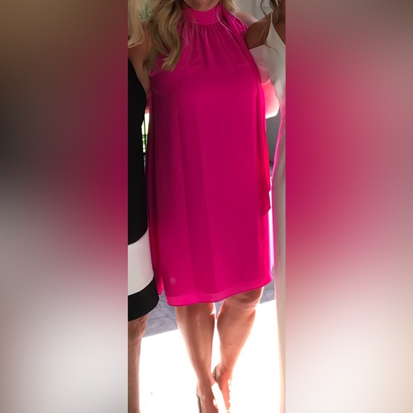 cece hot pink dress NWT CeCe Hot Pink One Shoulder Sleeve Mini Party Glam Dress